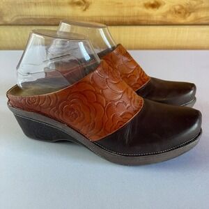 L'Artiste Spring Step Bande Mule Clog Size 40 / 9 Floral Brown‎ Leather Comfort